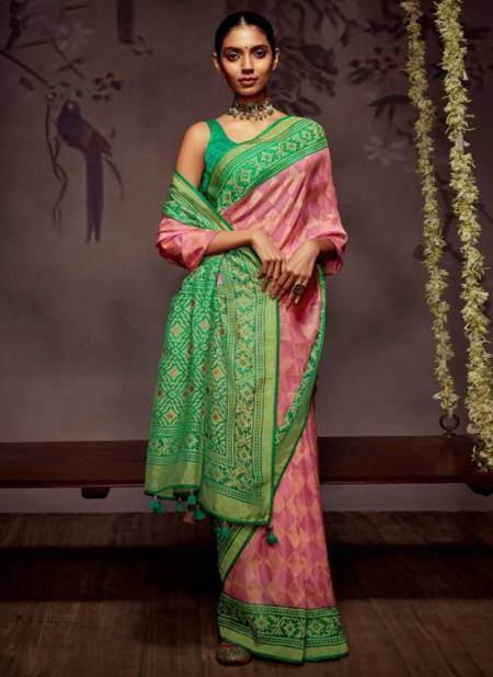 Green And Pink Colour Radha Kimora New Latest Designer Ethnic wear Georgette Silk Saree Collection 16033